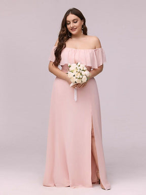 Größe Nach Maß Frauen A-Linie Schulterfrei Split Chiffon Brautjungfernkleider 00968