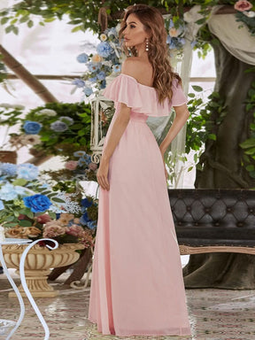 Größe Nach Maß Frauen A-Linie Schulterfrei Split Chiffon Brautjungfernkleider 00968