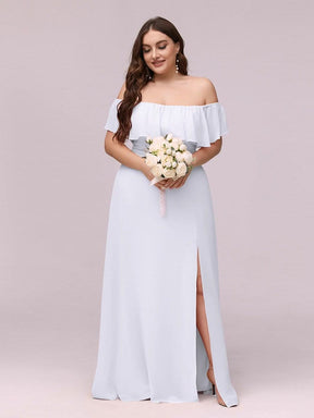 Größe Nach Maß Frauen A-Linie Schulterfrei Split Chiffon Brautjungfernkleider 00968