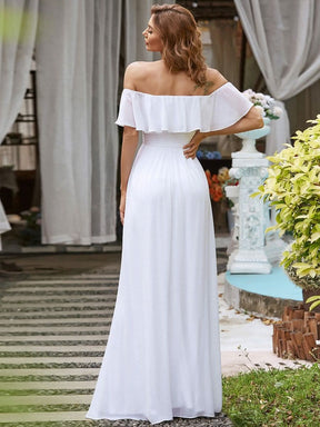 Größe Nach Maß Frauen A-Linie Schulterfrei Split Chiffon Brautjungfernkleider 00968