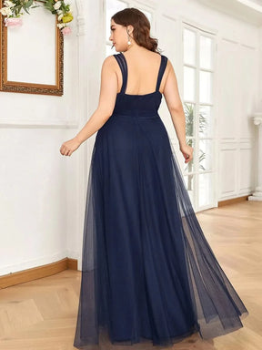 Größe Nach Maß Vintage V-neck Ärmellose Tüll Lange Brautjungfernkleider 07303