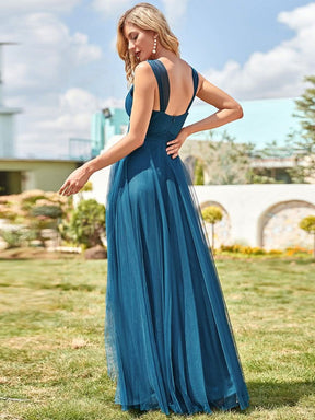 Größe Nach Maß Vintage V-neck Ärmellose Tüll Lange Brautjungfernkleider 07303