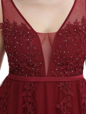 Größe Nach Maß Elegantes Ärmelloses Applique Flowy Tulle Abendkleid EP07543