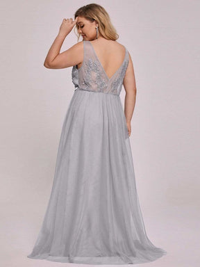Größe Nach Maß Elegantes Ärmelloses Applique Flowy Tulle Abendkleid EP07543