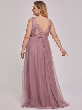 Größe Nach Maß Elegantes Ärmelloses Applique Flowy Tulle Abendkleid EP07543