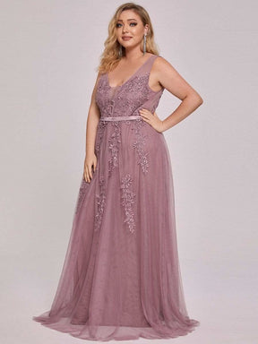 Größe Nach Maß Elegantes Ärmelloses Applique Flowy Tulle Abendkleid EP07543