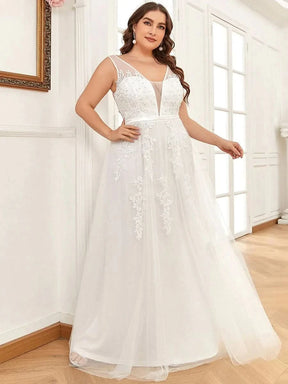 Größe Nach Maß Elegantes Ärmelloses Applique Flowy Tulle Abendkleid EP07543