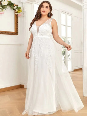 Größe Nach Maß Elegantes Ärmelloses Applique Flowy Tulle Abendkleid EP07543