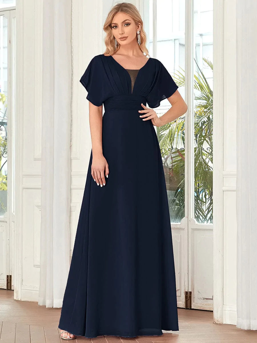 Größe Nach Maß Frauen A-Line Empire Taille Abendkleid 07851 #Farbe_Navy Blau