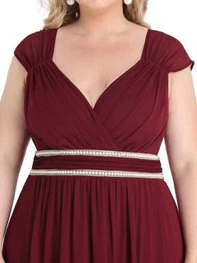 Größe Nach Maß Bodenlanges elegantes Brautjungfernkleid mit gerafftem V-Ausschnitt 08698