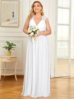Größe Nach Maß Bodenlanges elegantes Brautjungfernkleid mit gerafftem V-Ausschnitt 08698