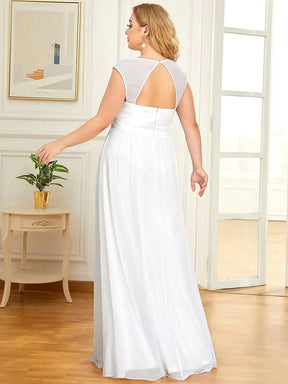 Größe Nach Maß Bodenlanges elegantes Brautjungfernkleid mit gerafftem V-Ausschnitt 08698