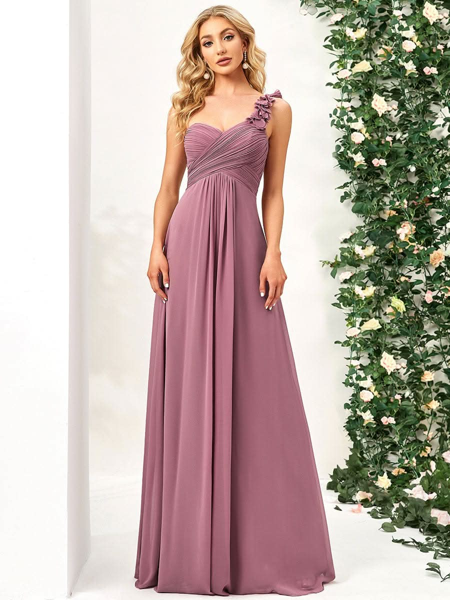 Größe Nach Maß Blumen One Shoulder Chiffon Maxi Abendkleider 09768 #farbe_Orchid