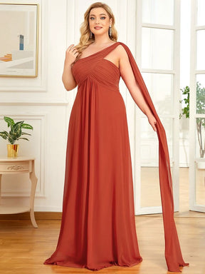 Größe Nach Maß Lange One Shoulder Chiffon Abendkleider Festkleider 09816