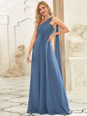 Größe Nach Maß Lange One Shoulder Chiffon Abendkleider Festkleider 09816