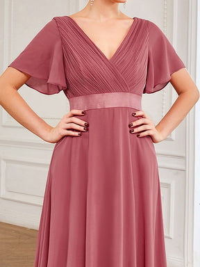 Größe Nach Maß Damen V-Ausschnitt Lange Chiffon Abendkleider mit Schleppe 09890