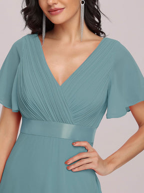 Größe Nach Maß Damen V-Ausschnitt Lange Chiffon Abendkleider mit Schleppe 09890