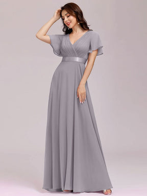 Größe Nach Maß Damen V-Ausschnitt Lange Chiffon Abendkleider mit Schleppe 09890