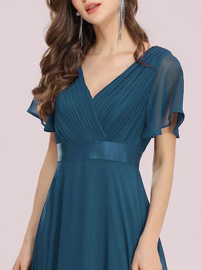 Größe Nach Maß Damen V-Ausschnitt Lange Chiffon Abendkleider mit Schleppe 09890