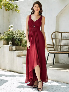Größe Nach Maß V-Ausschnitt Chiffon Schulterfrei Abendkleider 09983