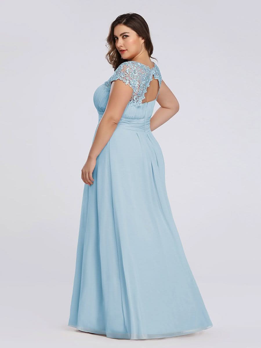 Kurzarm Lange Maxikleid Hochzeitsgast mit Offenem Rücken #Farbe_Blau