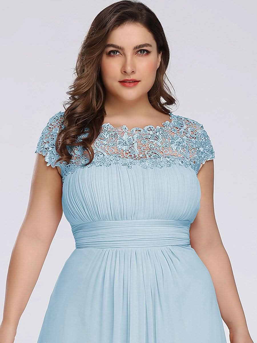 Kurzarm Lange Maxikleid Hochzeitsgast mit Offenem Rücken #Farbe_Blau