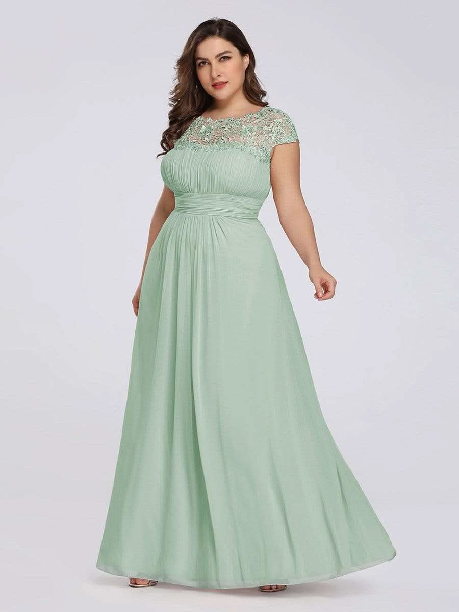 Rundhals A-Linie Midikleid Hochzeitsgast Große Größen #Farbe_Mint Gruen