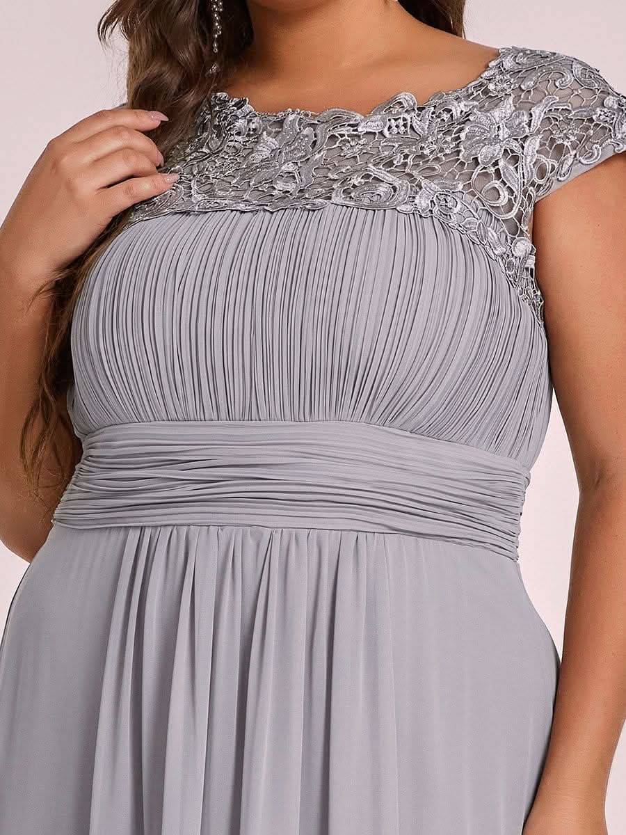 Rundhals A-Linie Midikleid Hochzeitsgast Große Größen #Farbe_Grau