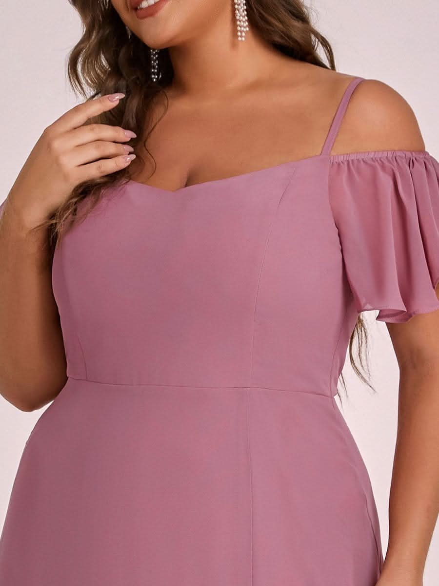 Color=Orchid | Plus-Size-Abendkleid mit kaltem Schulter-V-Ausschnitt und seitlichem Schlitz 00237-Orchid 5