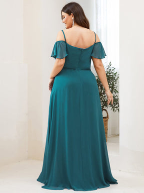 Größe Nach Maß Stilvolles bodenlanges Brautjungfernkleid mit kalter Schulter ES00237