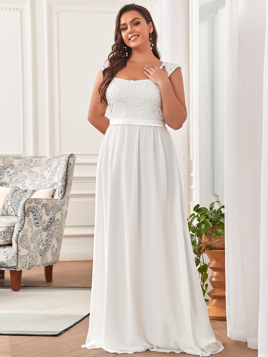 A-Line Elegante Spitze Chiffon Hochzeitsgast Brautjungfernkleider #Farbe_Cream