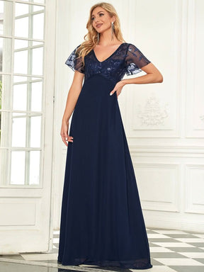 Größe Nach Maß Elegante V-Ausschnitt Spitze Abend Cocktail Party Kleider EZ07706